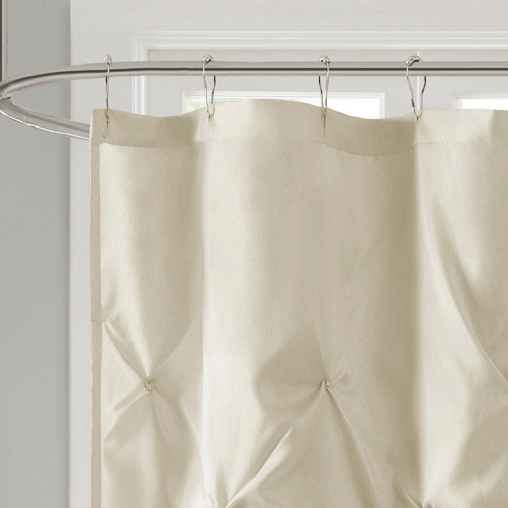 Madison Park Cream Elegant Pintuck Shower Curtain - Picture 2 of 5